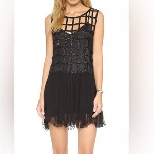 Free People net-like sequin caged shell Dress